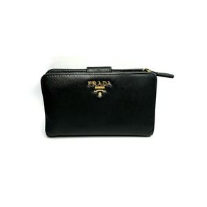 PRADA Authentic Black Saffiano Leather French Bi-Fold Wallet